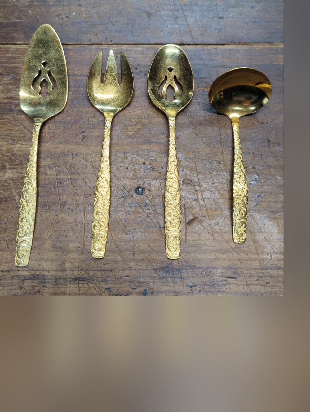 Americana Golden Heritage Gold Decorative Serving Set Flatware Intl Silver